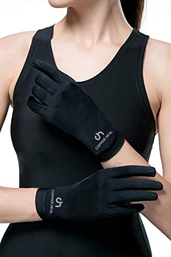 COPPER HEAL Copper Compression Gloves (PAIR) for Men and Women - Highest Copper Infused FULL FINGER Compression Gloves Hand Medium