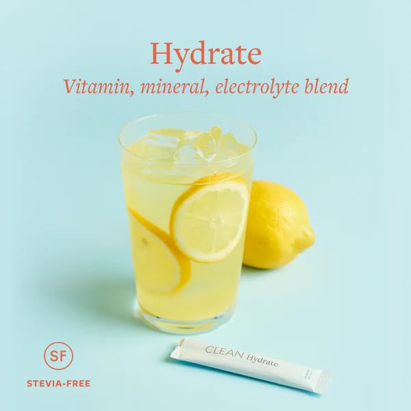 Clean Hydrate Electrolytes Powder, 19+ Vitamins, Energy, Lemonade, 21 Packs