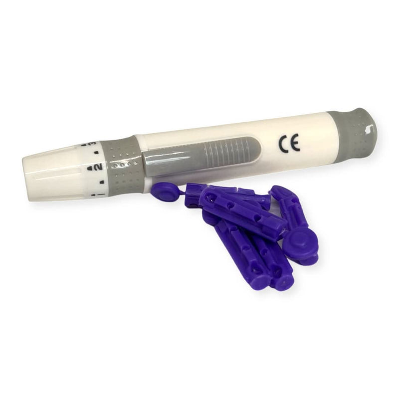[Australia] - One Step Lancing Device & 100 x 30 Gauge Twist Top Lancets, Blood Sampling Pen, 5 Depth Settings, Diabetic Sugar Level Testing, Less Pain and Ejector 