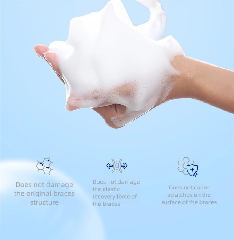 YANDY Braces Cleaning Foam,Cleaner Compatible Invisible and All Clear Aligners & Retainers,Fights Bad Breath,Comes with soaking box-70ml