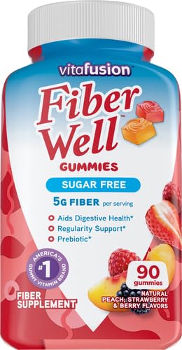 [Australia] - Vitafusion Fiber Well Sugar Free Fiber Supplement, Peach, Strawberry And Blackberry Flavored Supplements, 90 Count 