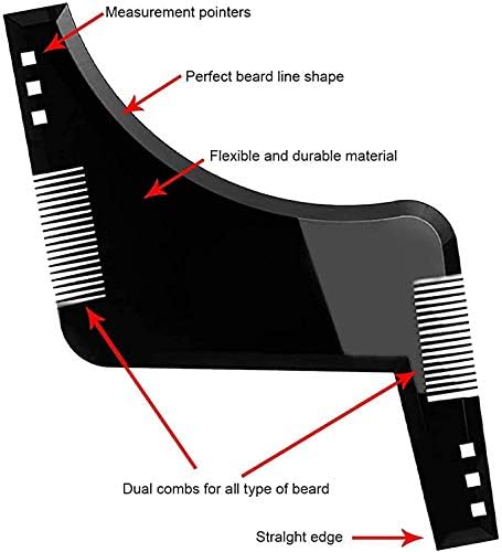 [Australia] - The Beard Styling Template- Stencil for Men - Lightweight and Flexible - One Size Fits All - Curve Cut, Step Cut, Neckline & Goatee Beard Shaping Tool in Black 