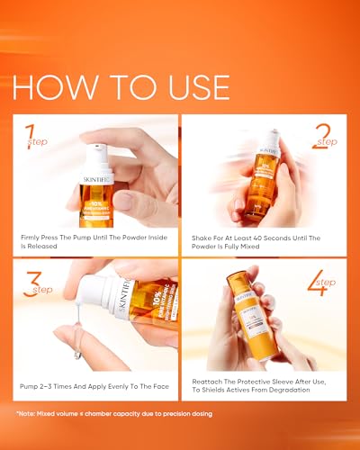 SKINTIFIC Radiance Booster Serum Spray, Hydrating Face Mist with Bifida Ferment & Squalane + Dual-Chamber Fresh Vitamin C Brightening Serum for Face