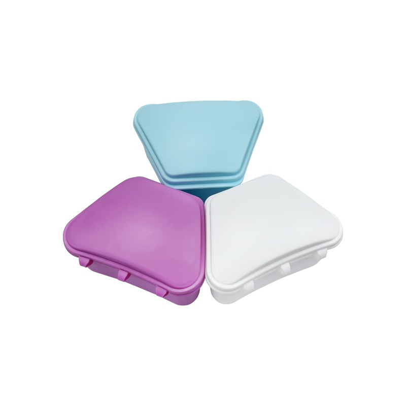 [Australia] - 2PCS Trapezoid Retainer Case, Convenient Mouth Guard Cases, Multicolored Denture Bath Box for Aligner, Retainers, Mouth Guard, Night Guard, Travel Cleaning 2pcs White 