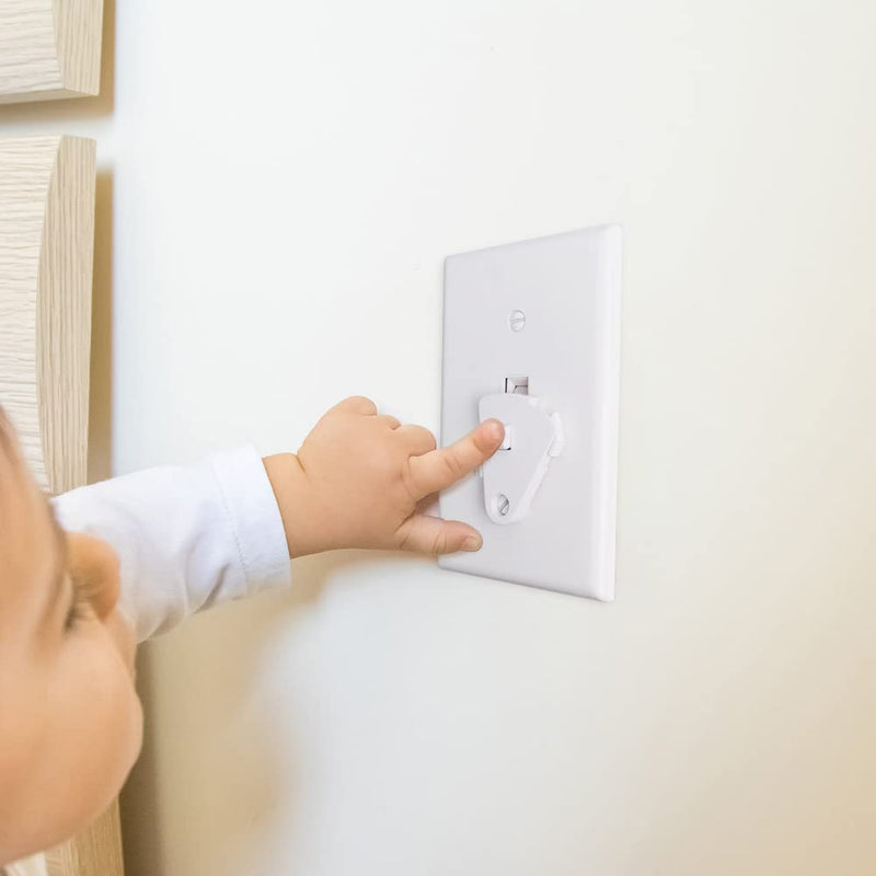 [Australia] - Toggle Light Switch Guard, ILIVABLE Child Proof Switch Plate Cover Rotary Lock Protects Your Lights from being Accidentally Turned On or Off by Children and Adults (White, 2 Pack) 