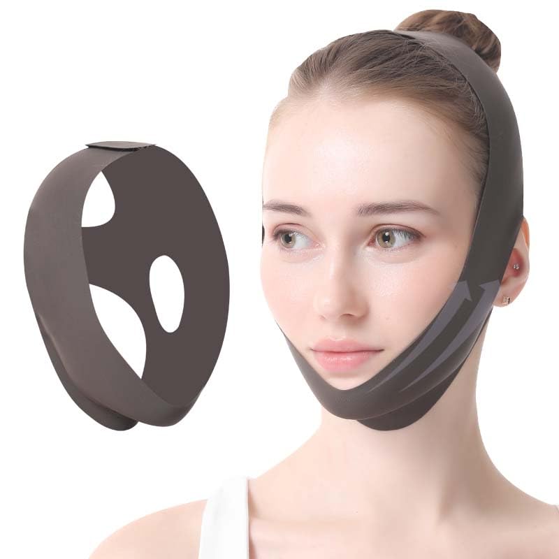V-Line Face Slimming Strap, Double Chin Reducer Mask, Adjustable Facial Lifting Bandage, Gray