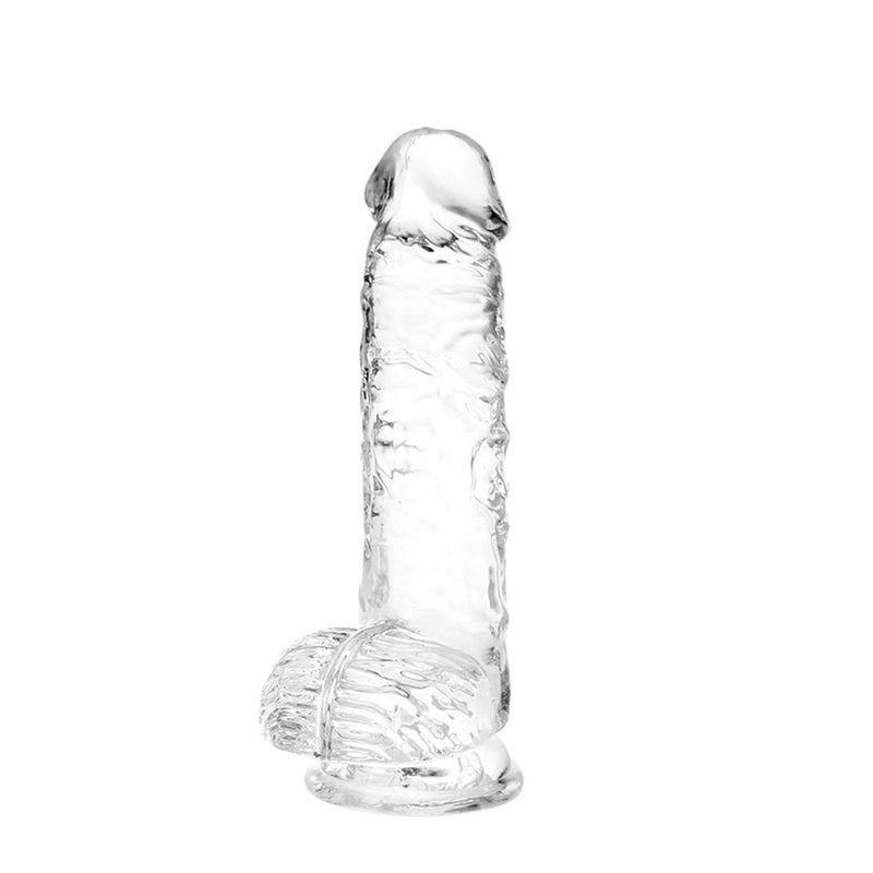 Small Realistic Clear 6 inch Cute Dildo,Adult Sex Toy with Suction Cup Dildo, Suitable for Beginner Women/Men/Gay with thin and slim Poke, can be Use for G-spot and Anal Transparent