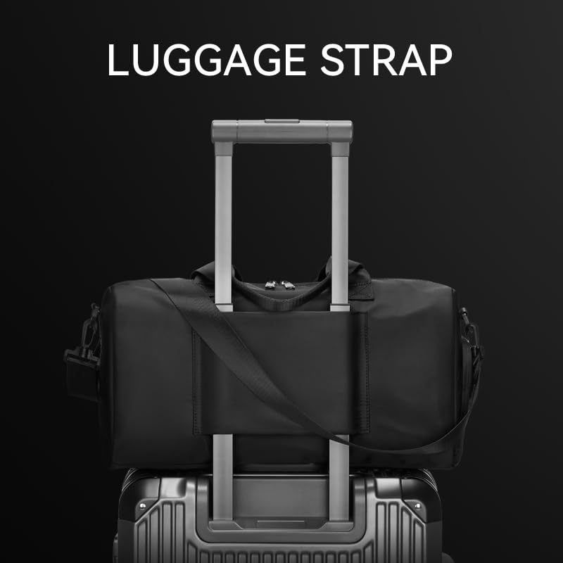 reeyee 16L Cordura Gym Duffel Bag with Shoe Compartment, Black | Compact 16L Cordura gym duffel with separate shoe compartment, water-resistant fabric, luggage sleeve and shoulder strap.