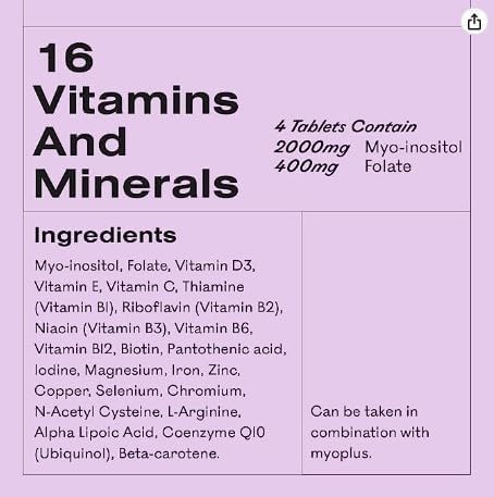 MyOva Preconception - Fertility Boosting PCOS Supplement - 30-Day Supply - 2000mg Myo-Inositol & 400ug Folate for PCOS Support - Prenatal Vitamins for Women, Inositol Tablets – UK Manufactured