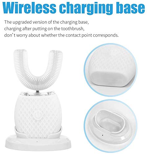 Ultrasonic Automatic Toothbrush for Adult, 360° Electric Sonic Toothbrush Teeth Whitening Kit with Automatic Timer, Wireless Charging Washable Travel Or Home (White, 1) White 1 Count (Pack of 1)