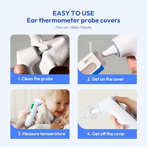 [Australia] - Pack of 200 ear thermometer replacement protective caps, probe covers, lens filters, refill caps for all Braun ear thermometers, BPA-free disposable covers for ear fever thermometers 
