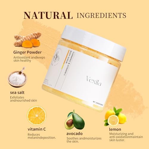 Turmeric & Vitamin C Body Scrubs For Women - All Natural Turmeric Scrub - Moisturizing, and Exfoliating, Body, Face, Foot, Hand Scrub, Nourishes Skin, Deep Cleansing (8.8 Ounce Pack of 1) 8.8 Ounce (Pack of 1)