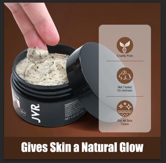 JVR Face Scrub for Men, Facial Scrub for Deep Exfoliating, Cleansing, Removing Blackheads, Ingrown Hair, Pre-shave Soften, Organic Formulated with Coffee Extract, AHA and BHA Face Exfoliator (4.23 oz) 4.23 Fl Oz (Pack of 1)