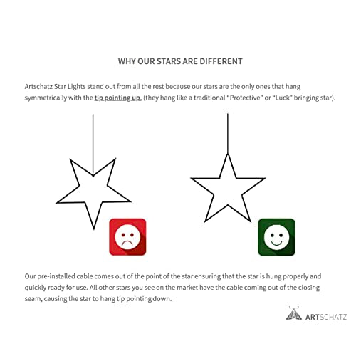 Artschatz Cathedral Paper Lantern Star Light - 7 Point Ø 24 inch - Brown/Green with red/Blue Tissue Inlay