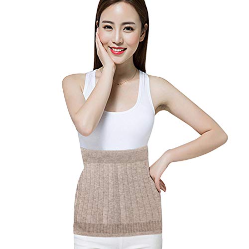 Unisex Warm Soft Cashmere Waist Warmer Wool Warming Belt Elastic Lower Waist Support (Camel)