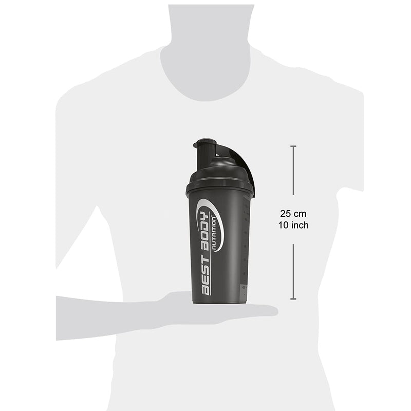 [Australia] - Best Body Nutrition protein shaker black - 700 ml protein shaker with sieve & measuring scale - leak-proof - dishwasher safe - BPA-free - for lump-free protein shakes 