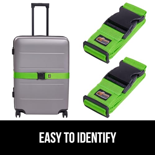 GORILLA GRIP Luggage Straps and Tactical Flashlights, Luggage Straps Tightening Belts 4 Pack in Green, Tactical Flashlight Adjustable Mode 2 Pack in Hunter Green, 2 Item Bundle