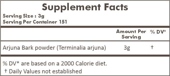 [Australia] - HERBAL HILLS Arjuna Bark Powder (Terminalia Arjuna) | 16 Oz (454 GMS) | Standardized Extract Wellness and Health Supplements 