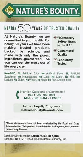 Nature's Bounty Cranberry Concentrate w/Vitamin C, Dietary Supplement, Supports Urinary Tract and Immune Health, 25200mg, 60 Rapid Release Softgels (Pack of 2) Unflavoured 60 Count (Pack of 2)