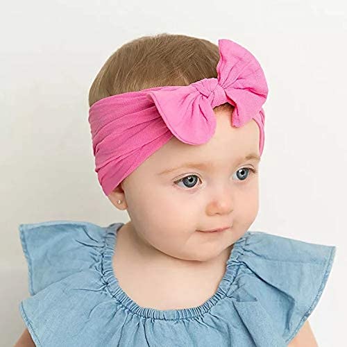 JOYOYO 16 Colors Soft Wide Turban Baby Headbands with 4.5 inches Hair Bow Headwraps for Baby Girls Infants Newborn Hair Accessories Toddlers Kids and Children Dark color