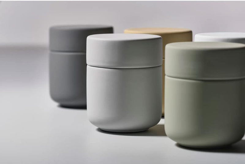 Zone Denmark Ume Cosmetic Jar with Lid (Taupe) | Elegant and Functional Storage Solution, Suitable for Beauty Essentials, Infusing Scandinavian Design into Your Vanity Space Beige (Taupe)