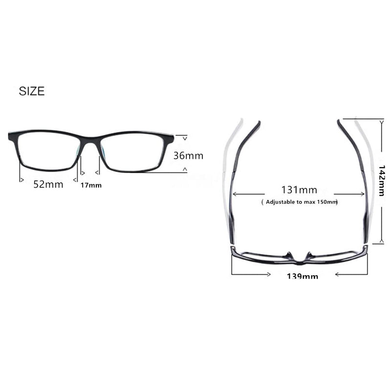 [Australia] - Fullwosing glasses shortsightedness myopia glasses with diopters -0.50 to -6.00 distance glasses for women men black blue -5.50 