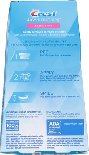Crest 3D Whitestrips for Sensitive Teeth, Teeth Whitening Strip Kit, 28 Strips (14 Count Pack) 14 Count (Pack of 1)