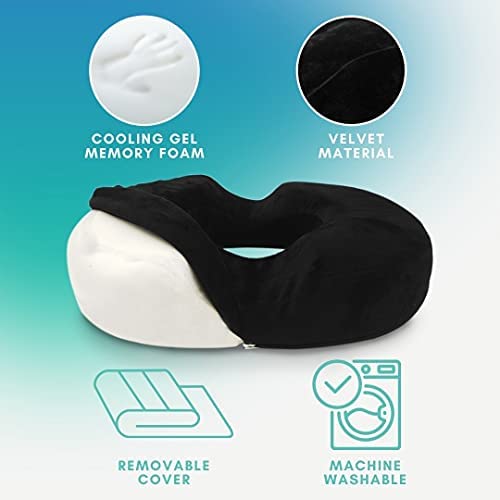 [Australia] - Trickonometry Donut Seat Cushion: Extra Firm Orthopedic Pillow - Tailbone, Lower Back, Hemorrhoid, Bed Sores, Pressure/ Pain Relief, Pregnancy, Postpartum, Surgery, Coccyx, Sciatica, (Grey)﻿ 