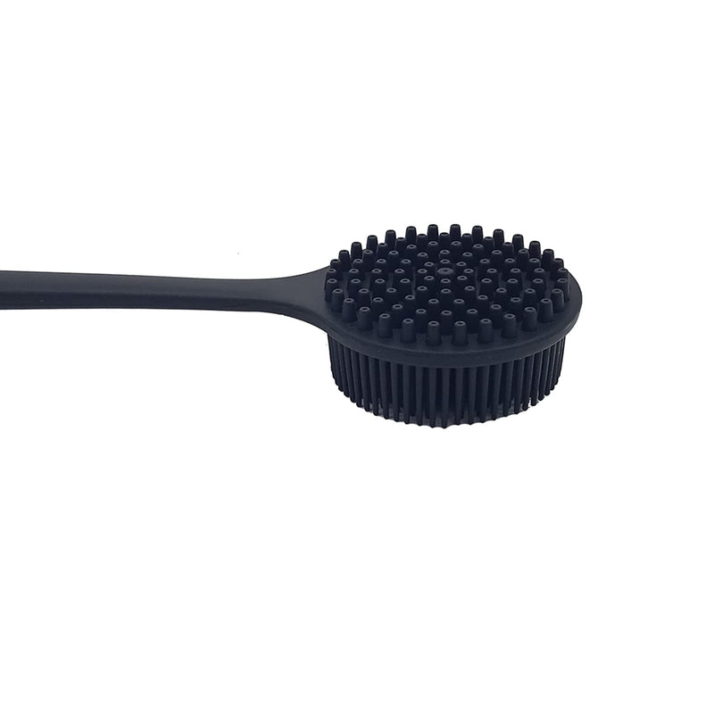 [Australia] - DNC Back Scrubber for Shower Soft Silicone Bath Body Brush with Long Handle (Black) Black 