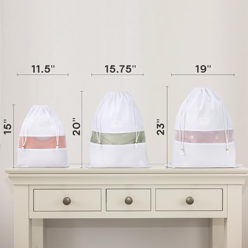 Luxury Organic Cotton Dust Bags For Handbags - 6 Pack Mixed Sizes - Handbag, Purse and Shoe Storage - Certified Carbon Neutral