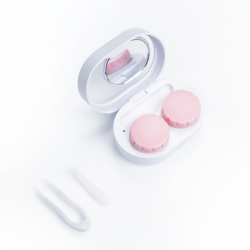 [Australia] - Soft Contact Lens Cleaner with Advanced Electrophoresis Technology, ReO2 Mini Pro, with Mirror and Tweezer (White) 