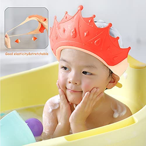 [Australia] - Shower Cap Shield for Kids, Visor Hat for Eye and Ear Protection for 0-9 Years Old Children, Cute Crown Shape Makes the Baby Bath More Fun (Pink) Pink 