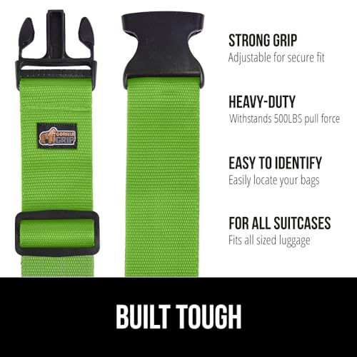 GORILLA GRIP Luggage Straps and Tactical Flashlights, Luggage Straps Tightening Belts 4 Pack in Green, Tactical Flashlight Adjustable Mode 2 Pack in Hunter Green, 2 Item Bundle