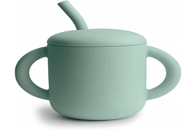 [Australia] - mushie 100% Silicone Training Cup & Straw for Toddlers | 6 Months+ (Cambridge Blue) Cambridge Blue 