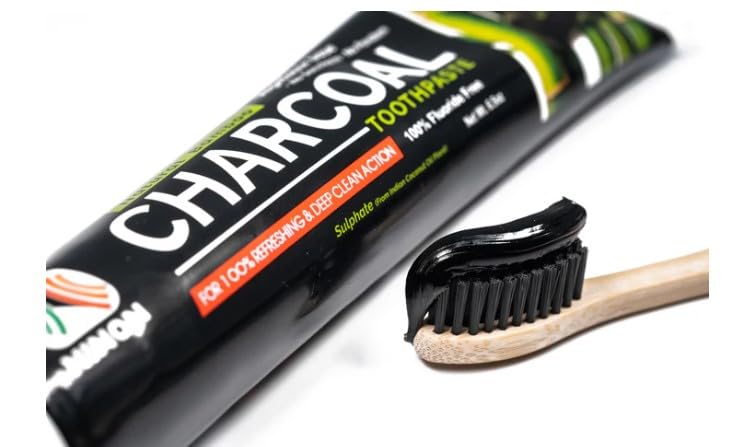 [Australia] - Ninon Charcoal Toothpaste (6.5oz) 2 Pack- 100% Fluoride Free - No Saccharin - No Paraben - Vegetable Base 