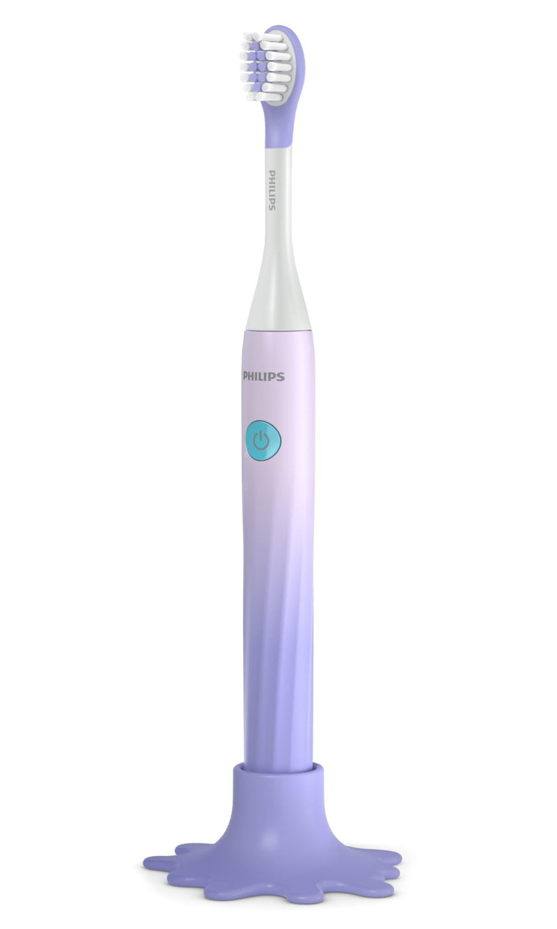 [Australia] - Philips Sonicare, Battery Toothbrush, for Kids Age 3+, with SmarTimer and QuadPacer for Thorough Clean, Lightweight and Colorful Handle, Quick Start Guide, Purple, Model HY1130/01 