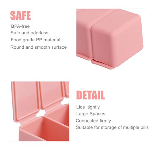 4Pack Weekly Pill Organizer,Small 7 Days Pill Cases Travel Daily Pill Box for Fish Oil, Calcium Tablets Supplements and Other Vitamin Pill Pink + Beige + Grey + White