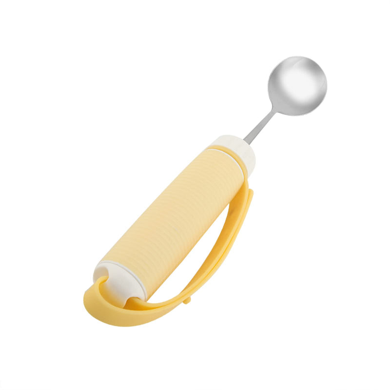 BORDSTRACT Adaptive Utensils, Flexible Fork/Spoon with Adjustable Strap, Rotatable Tip and Nonslip Handle, Eating Utensils for Parkinson’s, Arthritis, Elderly, Disabled(Spoon)