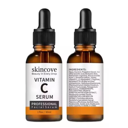 Skincove Vitamin C Serum Anti Aging Facial Serum with Vitamin C, Hyaluronic Acid, Vitamin E Brightening Serum Even Skin Tone, Improve Appearance of Dark Spots, Fine Lines & Wrinkles, 1 Fl Oz