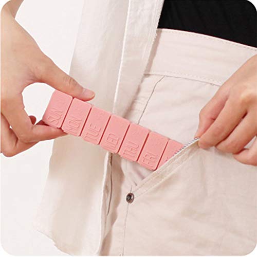 4Pack Weekly Pill Organizer,Small 7 Days Pill Cases Travel Daily Pill Box for Fish Oil, Calcium Tablets Supplements and Other Vitamin Pill Pink + Beige + Grey + White