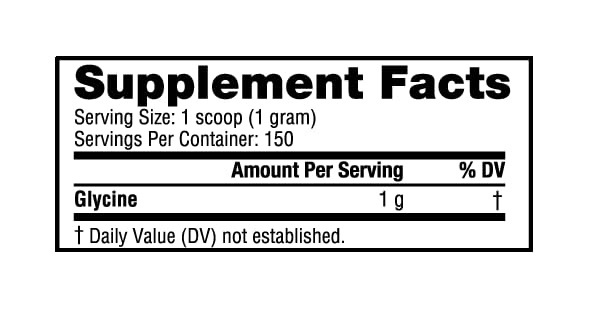 [Australia] - NutraBio Glycine Powder - Glycine Supplement- Free Form Amino Acid Supplement - 1000mg Serving - 150g, 150 Servings 