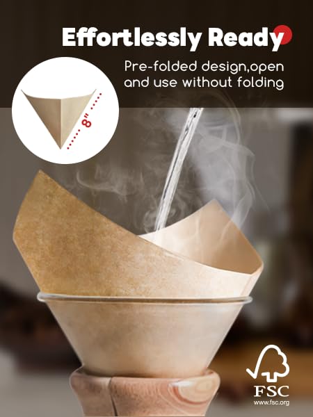 [Australia] - Pre-folded Natural Unbleached Coffee Filters - 50 Pack, Compatible with Pour-Over Coffee Makers 
