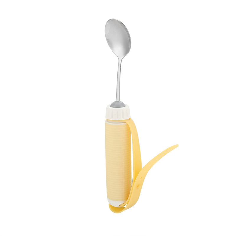 BORDSTRACT Adaptive Utensils, Flexible Fork/Spoon with Adjustable Strap, Rotatable Tip and Nonslip Handle, Eating Utensils for Parkinson’s, Arthritis, Elderly, Disabled(Spoon)