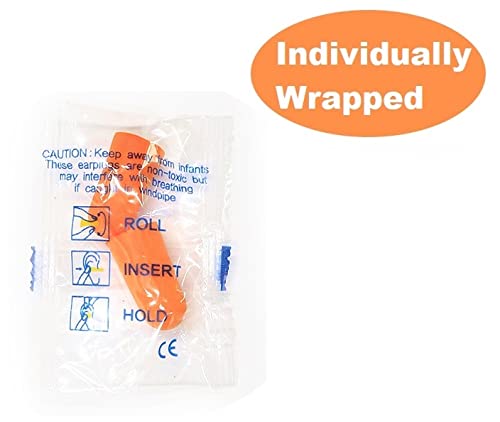[Australia] - Quality Foam Earplugs 50 Pair- 32dB Noise Cancelling Disposable Individually Wrapped Packaged Bulk High Decibel Ear Plugs for Sleeping Travel Concert Shooting Hunting Study Work Construction Safety Orange 