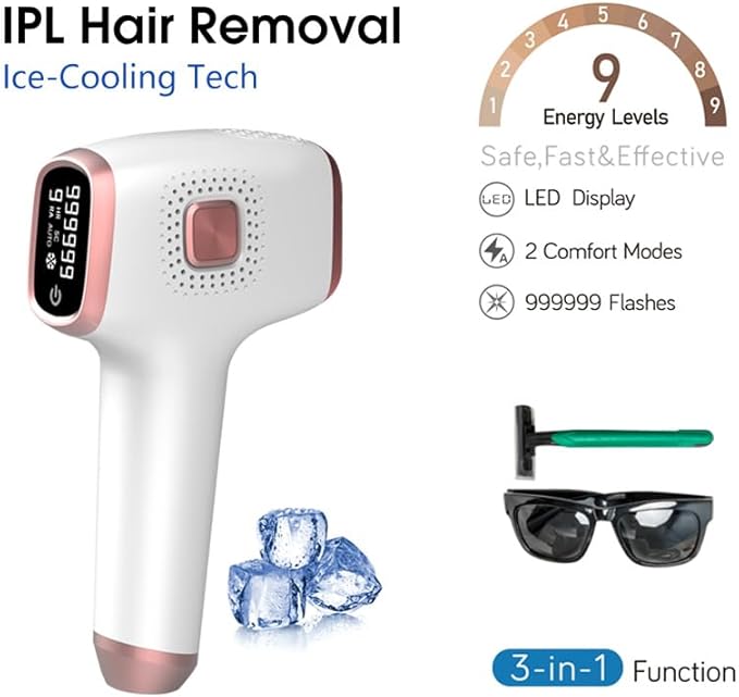 [Australia] - Laser Hair Removal, Ubroo IPL Laser Hair Removal for Women and Men, 3 In 1 At Home Hair Removal Device, Hair Removal Machine with Ice Cooling for Whole Body Use(White) 