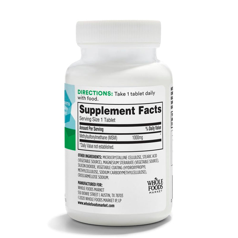 [Australia] - 365 by Whole Foods Market, MSM 1000Mg, 90 Tablets 90 Count (Pack of 1) 