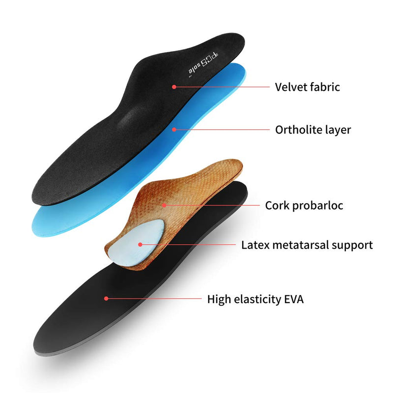 [Australia] - PCSsole Orthopedic insoles for flat feet, heel spurs, plantar fasciitis, shoe insoles for work shoes, sports, shoe insoles for women and men EU43-44 (28cm) black 