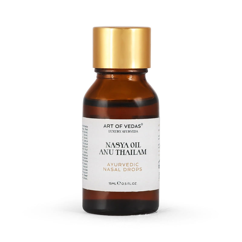 [Australia] - Art of Vedas Nasya Oil/Anu Thailam - 15ML Ayurvedic Nose Drops - High-quality Nasya oil for cleansing and well-being, relief from allergies and nasal congestion, traditional Ayurveda formula 