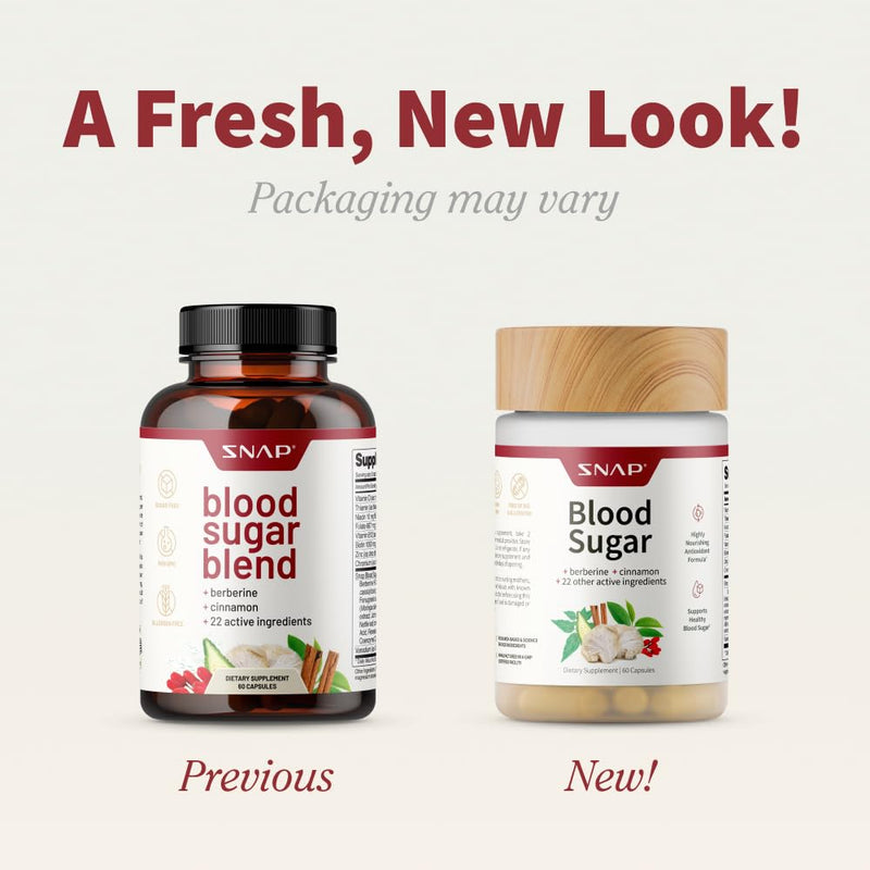 [Australia] - Snap Supplements Blood Sugar Blend with Berberine, CoQ10, Cinnamon, Alpha Lipoic Acid and Gymnema to Support Healthy Blood Sugar, Metabolic Health and Energy, Sugar Free, 60 Capsules 60 Count (Pack of 1) 
