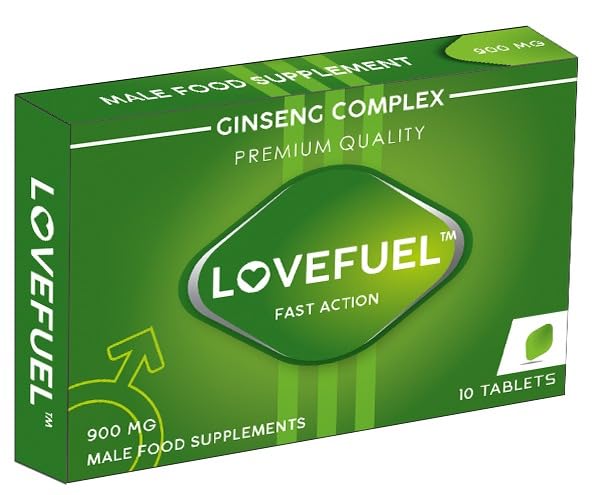 LOVEFUEL 900mg NEW UK | Maximum Duration | Immediate Effect | Without Contraindications | 100% Natural LIBIDO Booster for Men | Ginseng Tablets | Pack of 10